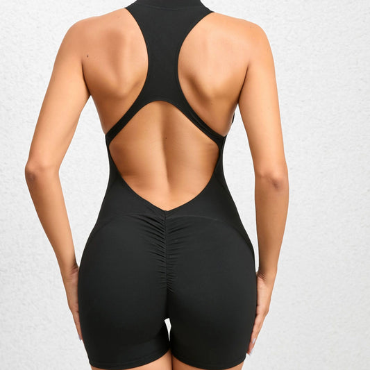 Sleeveless One-Piece Zipped short Gym Suit
