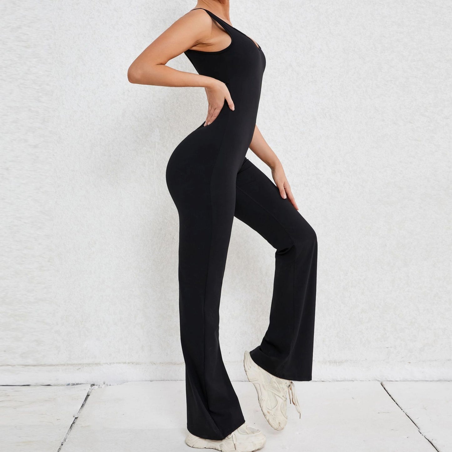 Sleeveless Long Flared-Leg One Piece