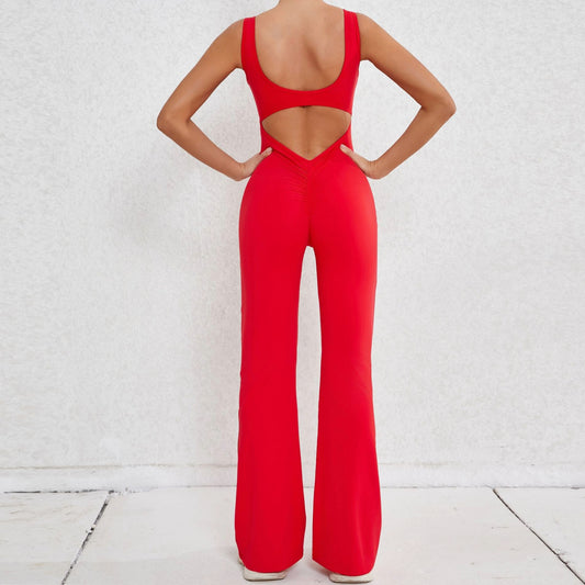 Sleeveless Long Flared-Leg One Piece