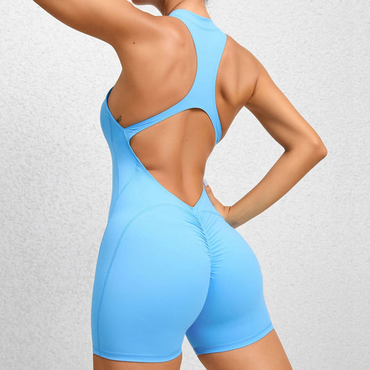 Sleeveless One-Piece Zipped short Gym Suit