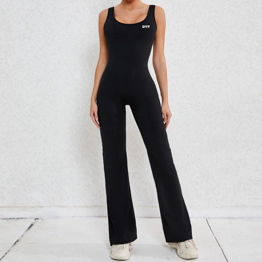 Sleeveless Long Flared-Leg One Piece