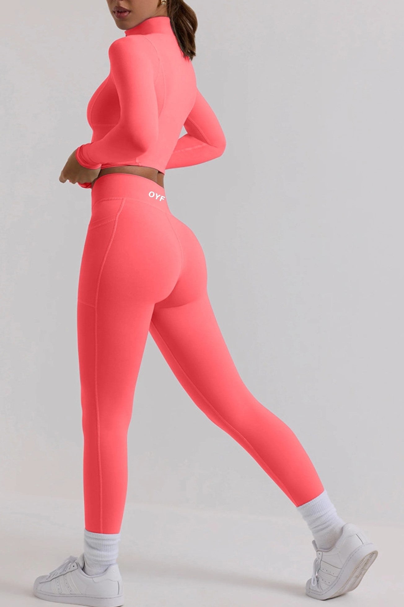 Chic Style Long Casual Gym Set With Side Pockets