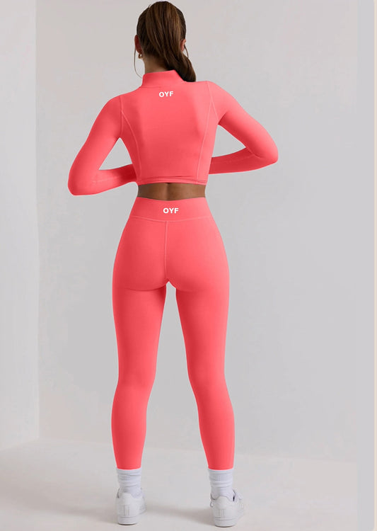 Chic Style Long Casual Gym Set With Side Pockets