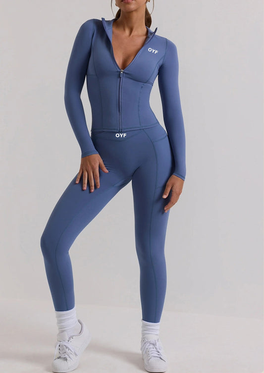 Chic Style Long Casual Gym Set With Side Pockets