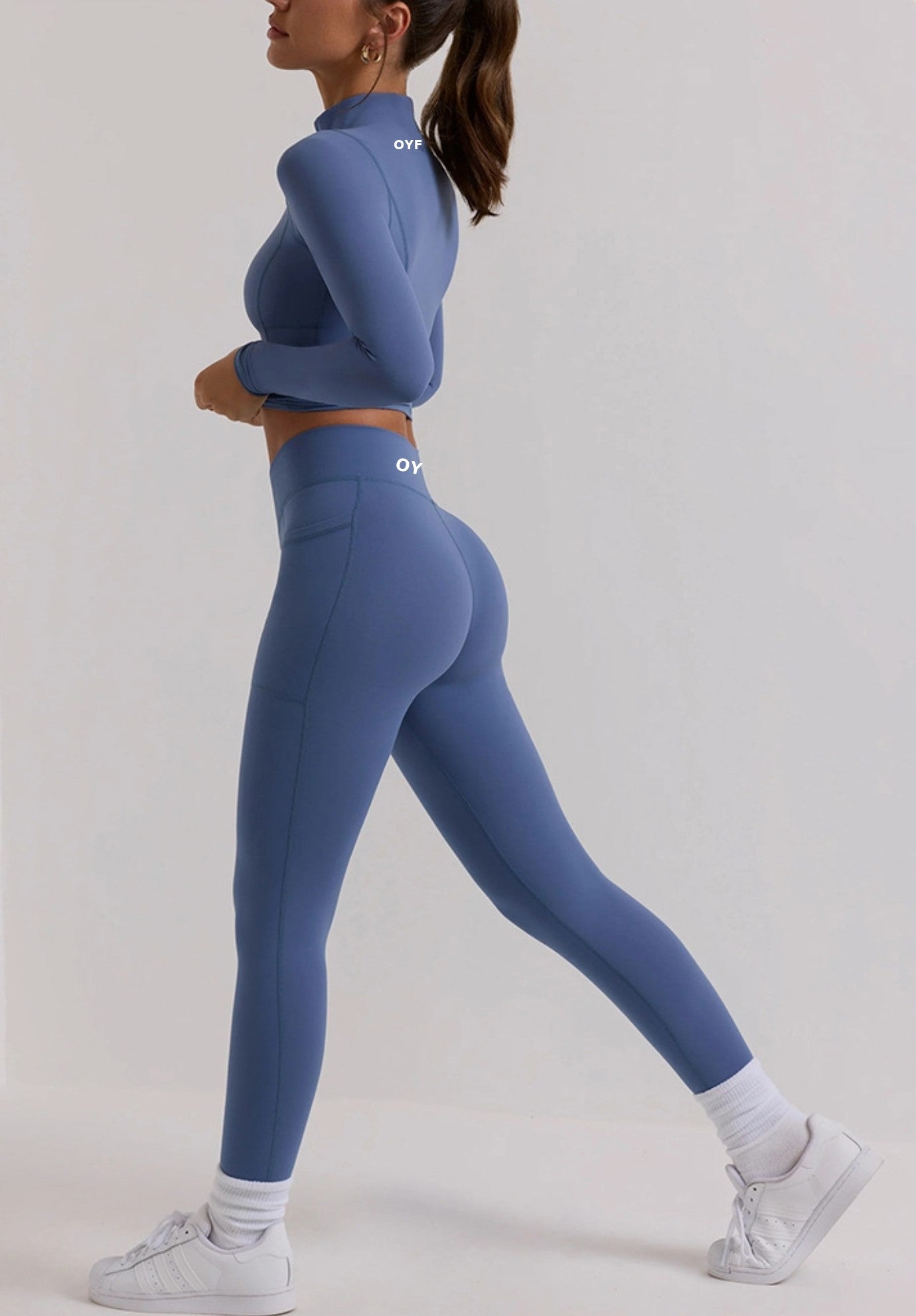 Chic Style Long Casual Gym Set With Side Pockets