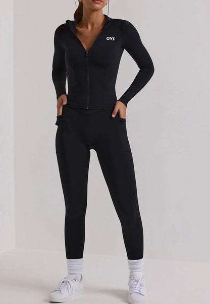Chic Style Long Casual Gym Set With Side Pockets