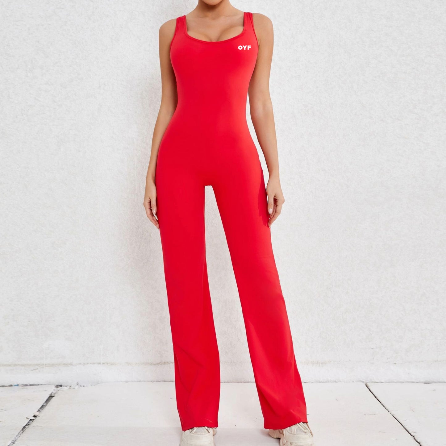 Sleeveless Long Flared-Leg One Piece