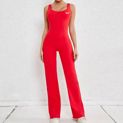 Sleeveless Long Flared-Leg One Piece
