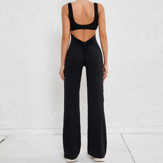 Sleeveless Long Flared-Leg One Piece